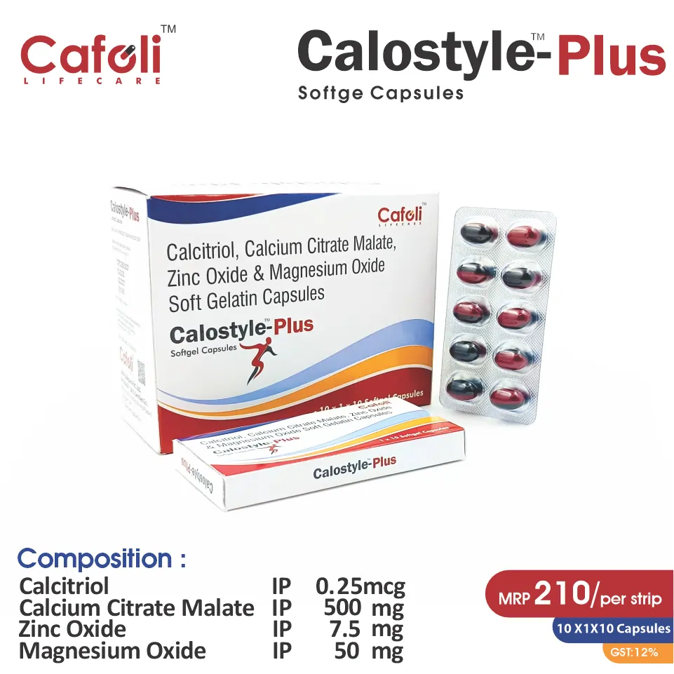 Calcitriol 0.25mcg + Calcium Citrate Maleate 500mg + Magnesium Oxide 50mg + Zinc 7.5mg Softgel at Best Price in PCD Medical Pharma for Bone Health & Mineral Supplementation